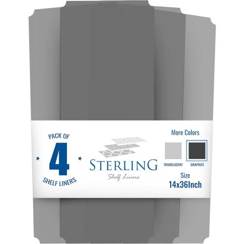 Sterling Shelf Liners for Wire Shelf System: Set of 4 in Graphite: 14 x 36 inch: Plastic Wire Shelving Mats