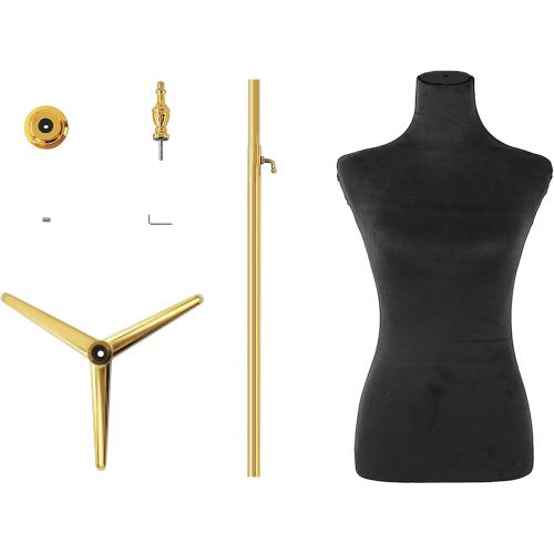 Female Mannequin Body Gold Tripod Stand,Height Adjustable Maniqui para Ropa,Dress Form Mannequin