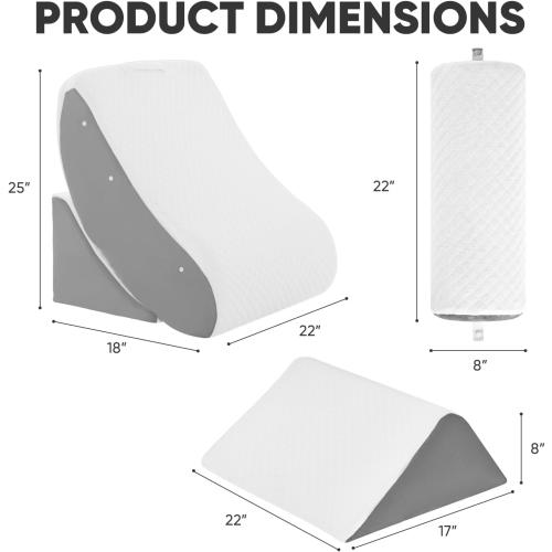 4 PCS Wedge Pillow Set for After Surgery, Wedge Pillow for Sleep Apnea 12 Inch
