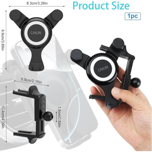 ICAILIN Car Phone Holder Mount for Round Air Vent, Universal Circular Vent Cell Phone Mount Compatible with Mercedes Benz A/B/C/E/S/GLC Class, Jeep Wrangler, Mini Cooper, Fits iPhone & Samsung