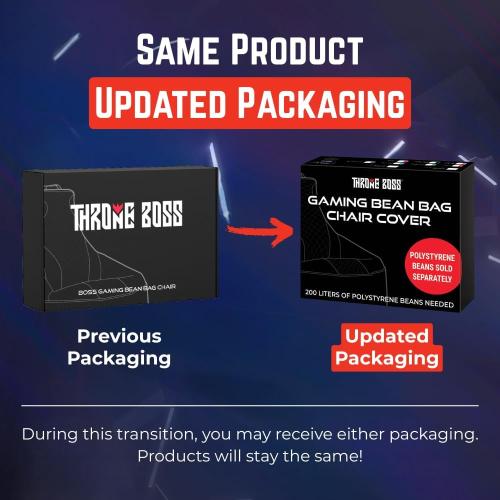 Throne Boss Gaming Bean Bag Chair Cover for Kids with High Back, Red – Floor Gaming Chair Cover, Easy to Clean Fabric, Large Side Pockets, Headphone Hanger, Requires 200 Liters Polystyrene Beans