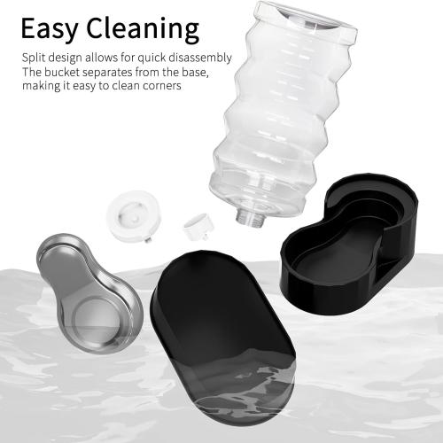 RIZZARI Automatic Dog Water Dispenser: 9L Black Elevated Feeder with Stainless Steel Dish for Elderly Dogs with Spinal Issues - Gravity-Fed Wide-Mouth - Non-Slip - Stable Base for Home or Garage Use