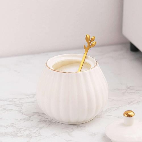 ONLY 2 Condiment Set Seasoning Box Condiment Jar Ceramic Seasonings Jar Set Condiment Container With With Spoon Lid And Tray Spice Storage Canisters For Sugar Salt Salt and Sugar Container Sets Condiment Pot