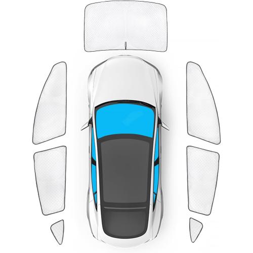 KMF 7pcs Thicken Full Window Sun Shades for Tesla Model 3 Accessories 2020-2024, Car Window Covers Sunshade for Windshield Side, UV Block Visor and Privacy Blackout for Camping Outdoor