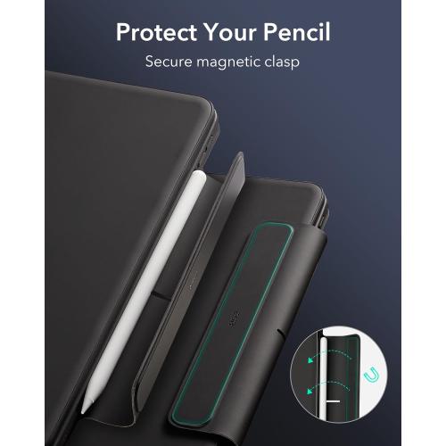ESR iPad Pro 13 Inch Case with Keyboard (M5/M4, 2025/2024), iPad Pro 13 Keyboard Case with Easy-Set Magnetic Stand, Portrait/Raised Modes for iPad Pro 13, Removable, Rebound 360 Series, Black