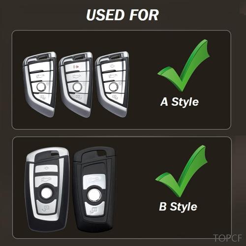 Alloy Car Key Case Rings Cover Holder for BMW 1 3 5 7 Series 530 F48 X1 X2 X3 X4 X5 X6 Classic Engine Head Concept (A Style Carbon Fiber)