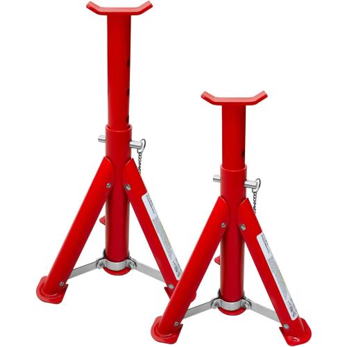 1pair Foldable Jack Stands 3 Ton (6,600 LBs), 11.42-16.06 Adjustable Height with Mobility Safety Pin,Car Jack Stand for Home&Garage, Workshops,Lifting SUV, Pickup Truck,UTV/ATV, Red, 1 Pair