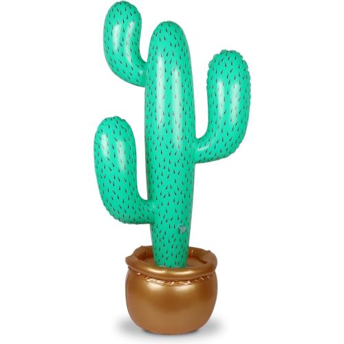 Inflatable Cactus Decoration (34 Inch) for Cinco de Mayo Party, Western Cowboy Theme, Mexican Fiesta, Pool Party Prop for Desert & Tropical Decorations