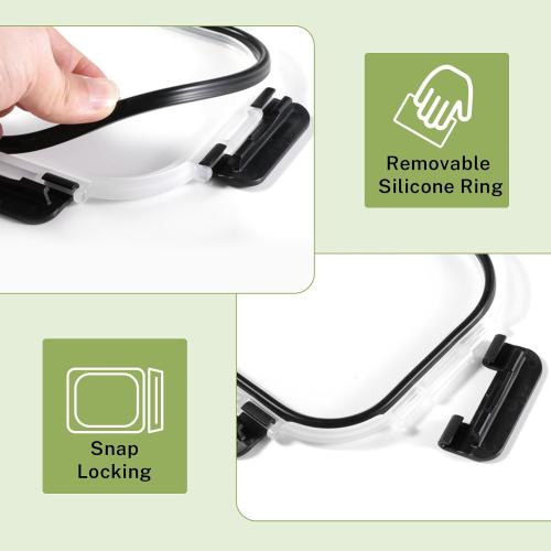 8 Pack Borosilicate Glass Food Storage Containers with Lids, Glass Meal Prep Containers, Airtight Bento Lunch Boxes with Snap Locks, Oven, Freezer and Dishwasher Safe, BPA Free, Kitchen Storage Set