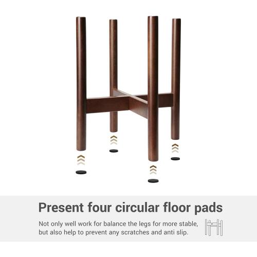 Mkono Plant Stand Mid Century Wood Flower Pot Holder (Plant Pot NOT Included) Modern Potted Stand Indoor Display Rack Rustic Decor, Up to 10 Inch Planter, Dark Brown