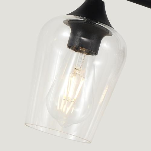 Bathroom Light Fixtures (3-Light, 19 Inch), Matte Black Vanity Lights for Bathroom with Clear Wine Glass Glass Shade, Modern Vanity Wall Lights for Mirror Bedroom Living Room Kitchen Hallway Porch