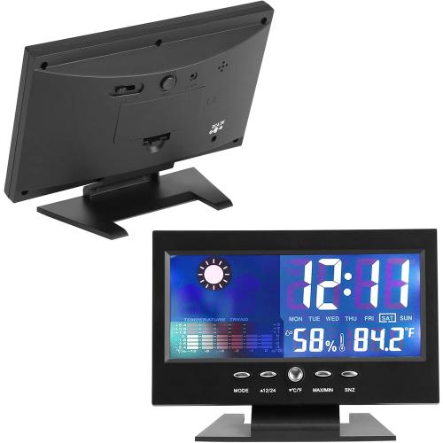Temperature Humidity Clock with Alarm, Calendar, Weather Forecast for Home