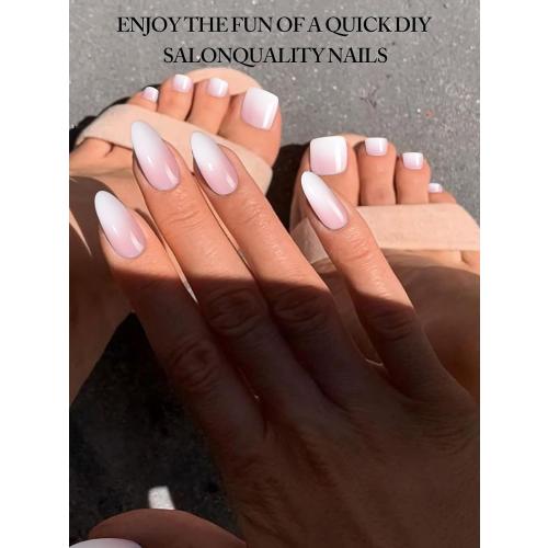 EBANKU Semi Cured Gel Nail Strips, 52PCS Pink Ombre Toe Nail Wraps & Gel Nail Stickers, UV Light Required, Long Lasting Gel Nail Wraps- Includes Nail File & Nail Stick