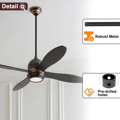 36 Inch Ceiling Fan Downrod, 1 Diameter Matte Black Ceiling Fan Extension Rod (No Threads),Universal Down Rods for Ceiling Fans,Easy Installation