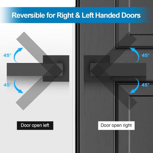 Color Black Passage Door Lever, Matte Black Interior Door Handles for Hallway& Closet Heavy Duty Non-Locking Lever Sets Keyless Door Knobs Lockset for Right & Left Side Door, 2 Pack