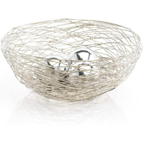 Silver Wire Bowl, Iron Decorative Bowl for Fruit, Vegetables, Eggs, Candy, Perfect for Kitchen, Office, or Modern Home Decor,