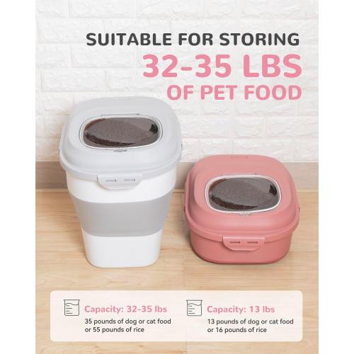 30-35Lbs Airtight Dog Food Storage Container,Collapsible Dog Food Container