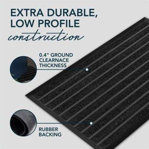 ubdyo Extra Durable Door Mat - Dirt Trapping Outdoor Welcome Mats - Non-Slip Outdoor Indoor Entrance - Low Profile Front Doormat (36 x 24, Bright Black)