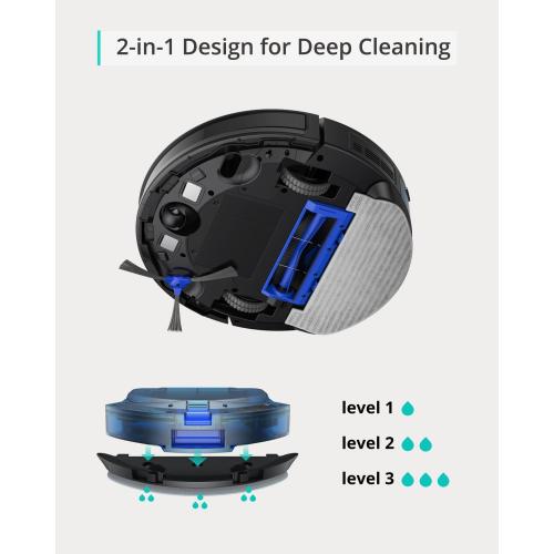eufy Certified Like-New RoboVac G30 Hybrid SES, 2-in-1 Sweep and mop, Self-Emptying Robot Vacuum, Dynamic Navigation, Allergy Care, 2000 Pa Strong Suction, Wi-Fi, Carpets and Hard Floors (Renewed)