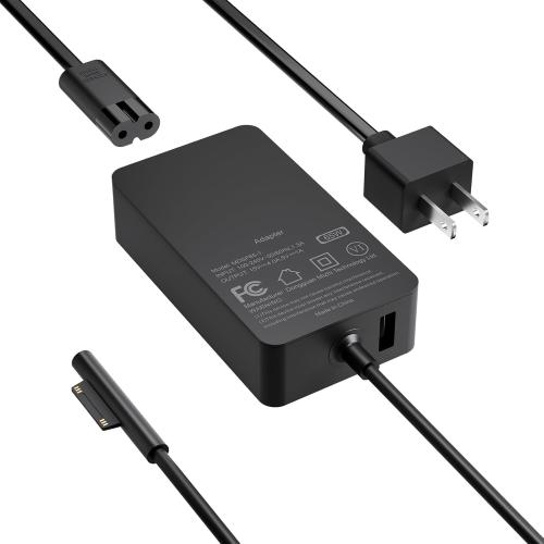 65W Charger Compatible with Microsoft Surface Pro 11, 10, 9, 8, 7 , 7, 6, 5, X, Laptop 7/6/5/4/3/2/1/Studio, Go 4/3/2/1, Book 3/2/1, Support 44W 36W, 10FT