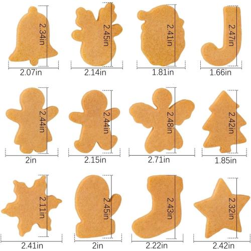 Christmas Cookie Cutters Set, 12 Pieces Stainless Steel Metal Christmas Cookie Cutters Shapes - Gingerbread Men,Christmas Tree,Snowflake, Candy Cane, Santa Face, Star and More