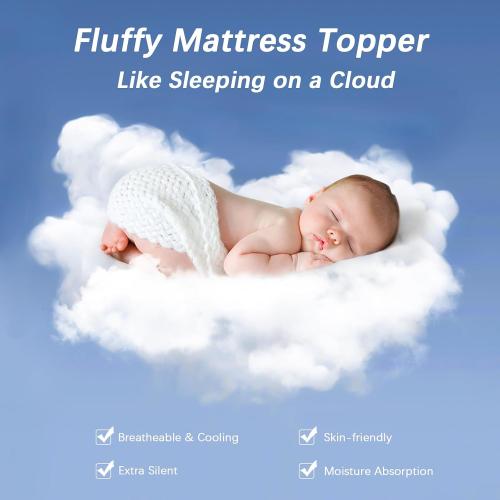 Milcabe Mattress Topper Queen College Dorm, Bed Topper Queen Cooling Mattress Pad Cover for College, Pillow Top Mattress Topper with Deep Pockets, Breathable Fluffy Fill Mattress Protector