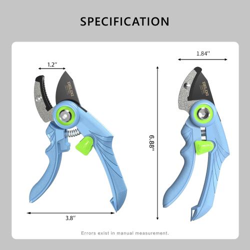 Small Garden Scissors for Gardening, Lightweight Hand Pruning Shears for Women, Sharp Stainless Steel Blade Mini Garden Clippers for Plants, Flowers [Ergonomic Soft Grip][Safety Lock]