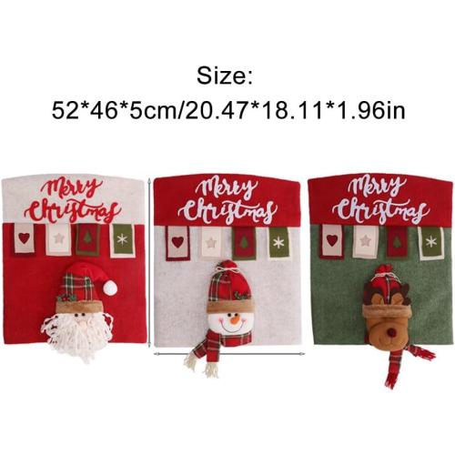 ikasus Dining Chair Back Cover Christmas Santa and Reindeer Protector Holiday Decorations Ornaments for Xmas Indoor Decoration, Party Holiday Festival Restaurant Decor Red#2