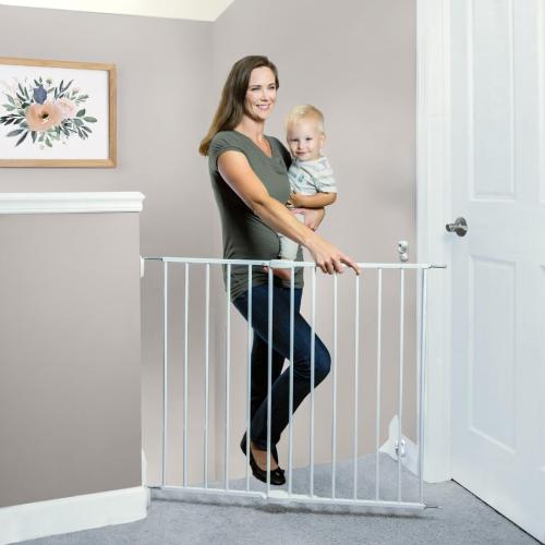 Toddleroo by North States - Essential Stairway & Walkway Baby Gate: Metal Safety Gate for Stairs & Doorways - Adjustable 24.5 to 40.25 Inches Wide - 30 Inches Tall - White