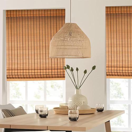 Bamboo Blinds, Shades Roman for Windows Window Home Patio & Shade 27 W X 60 H - Light Filtering Cordless Blinds for Interior Windows - Real Natural Bamboo Material - Mounting Hardware Included