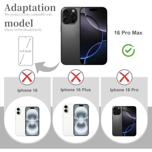 Back Glass Replacement for iPhone 16 Pro Max(6.9 inches,Black Titanium) Integrated Glass & Wireless Charging Repair Tools are Included