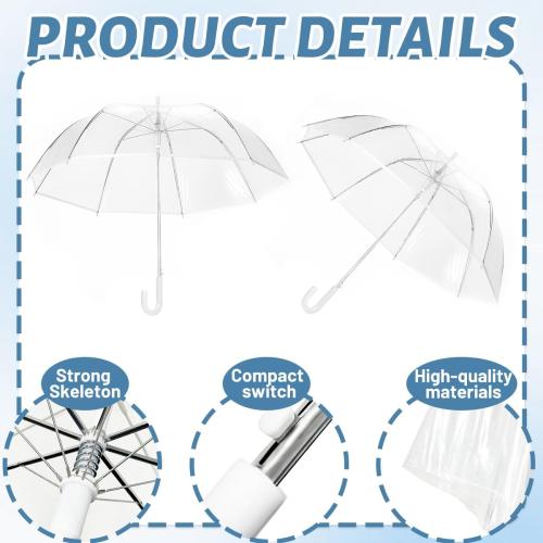 12 Pcs Wedding Umbrella Bulk,with J Hook Handle,Auto Open Stick Clear Umbrellas,Large Windproof Bubble Umbrella for Wedding Party, Birthday, Outdoor Interactive, Photography