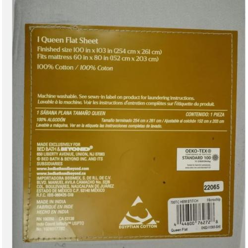Egyptian Hem Stitch Cotton Flat Sheet Queen Gray 700 Thread Count 60x80