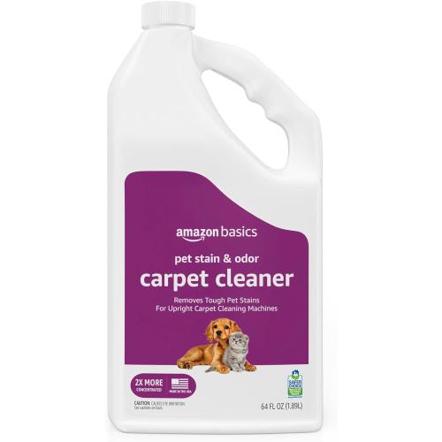 Amazon Basics Pet Stain & Odor Remover, Deep Cleaning Carpet Shampoo, Concentrated Formula, Eliminates Odors, Pet-Safe, Fresh Scent, 64 fl oz (Set of 2)
