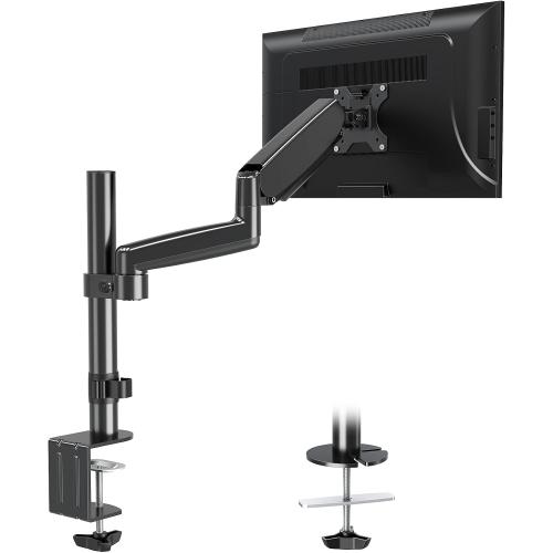 MOUNTUP Monitor Arm, Full Motion Gas Spring Single Monitor Stand, Height Adjustable Desk Mount with C Clamp/Grommet Base, VESA Mount Fits 17 to 32 Inch LCD Screens