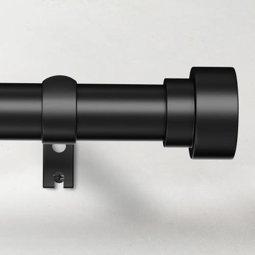 Time Forest Curtain Rods for Windows 32 to 170, 1 Inch Adjustable Black Heavy Duty Long Window Outdoor Curtain Rod for Patio, Modern Drapery Rods with Simple End Caps, Size 32-170