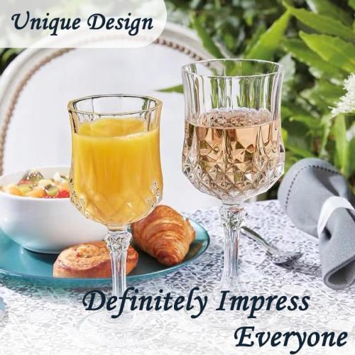 Plastic Wine Glasses, Plastic Goblets Vintage Style Cordial Unbreakable Drinking Glasses, Reusable Drinkware for Wedding Reception, Grand Event Party Supplies, Easter (24, Transparent)