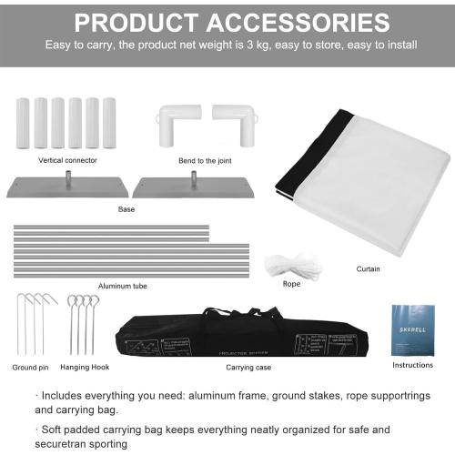 Outdoor Projector Screen with Stand 100 Inch: Portable Projection Screen for Outside Theater Home Backyard Movies