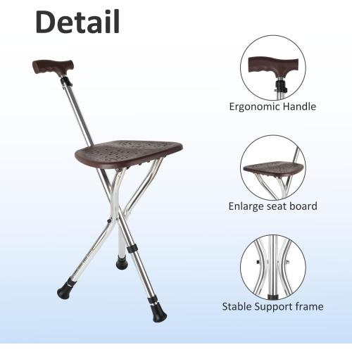 Cane with Seat Folding Lightweight,Walking Stick Height Adjustment,Cane Chair for Seniors Balance Supports Up to 330 Pounds,Anti-Slip Walking Stick for Elderly Men, Disabled