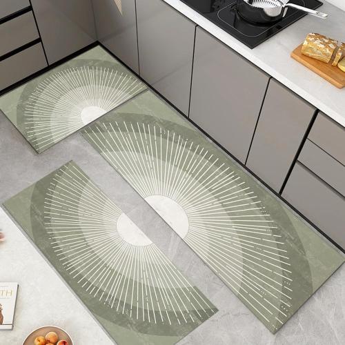 Boho Kitchen Mat Set of 3,Sage Green Sun Sunrise Print Abstract Kitchen Rugs and Mats Non Skid Washable Rugs,Modern Farmhouse Runner Rugs with Rubber Backing for Kitchen Decor Accessories