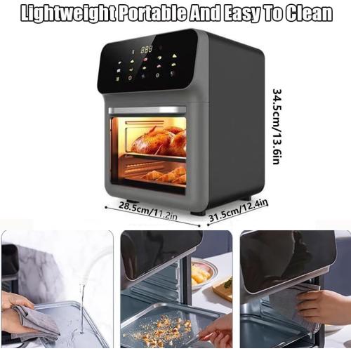 Bluebow Air Fryer 12QT Convection Oven with 10-in-1 Multi Function, Visible Window and Touchscreen, Black