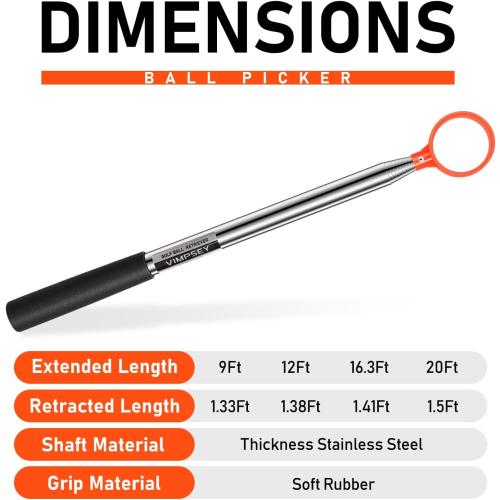 9Ft/12Ft/17Ft/20Ft Golf Ball Retriever for Water Telescopic, Light Weight Double Sided Golf Ball Picker Upper, Men's and Women's Golf Accessories Gifts.