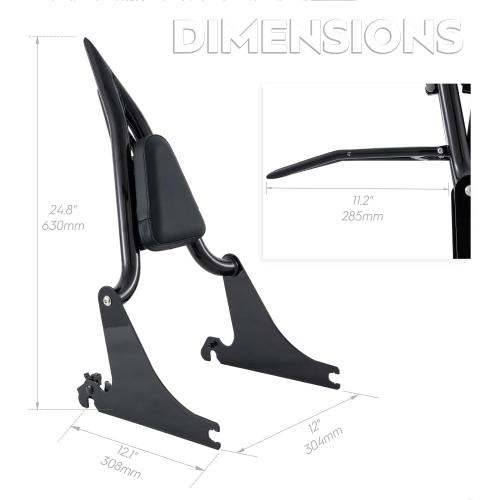 Adjustable Holdfast Sissy Bar Luggage Rack Passenger Backrest with Lock Compatible with Harley Dyna Low Rider Street Bob Super Glide FXD FXDB FXDL FXDLS 2006-2017(Gloss Black)
