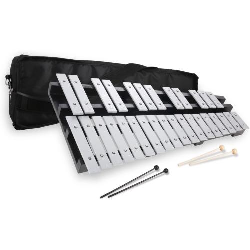 30 Notes Foldable Glockenspiel Xylophone, Percussion Instrument Kit for Adults and Kids- Includes 4 Mallets and Carrying Bag