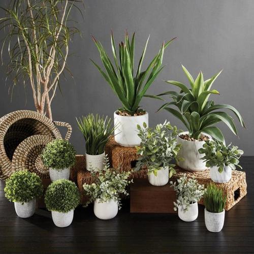 47th & Main Artificial Plant Indoor Faux Plant in Pot, 6.5-Inches High, Grass/Cement