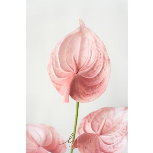 Ling's moment Artificial Anthurium Plants, 8pcs Shabby Blush Silk Filler Flower, Pink Faux Greenery Stems for DIY Wedding Bouquets Centerpieces Arrangements Bridal Shower Party Home Decorations