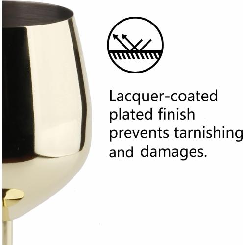 Stainless Steel Wine Glass 18oz - Set of 2 Gold - 3.6 D x 8.3 H (851029)