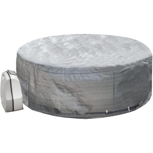 UCEDER Insulated Inflatable Hot Tub Cover,Round Spa Cover with External Heater/Pump Install Door Design,Energy-Saving and Eco-Friendly Spa Thermal Protection (Silver, 65 D x 28 H)