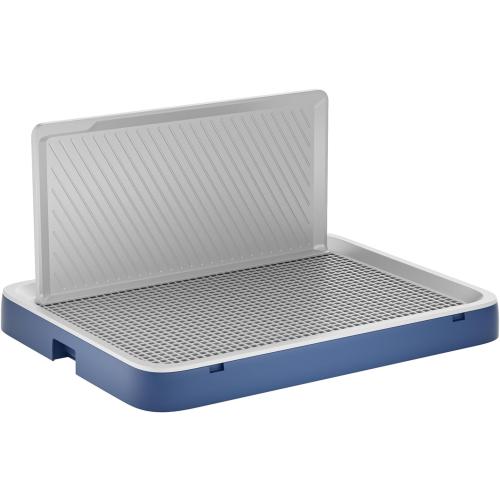 Size 25.48x19.69 Color Blue Indoor Dog Potty Tray with High Wall,25.59X19.69 Pee Pad Holder,Dogs Litter Box,Mesh Training Toilet for Puppy and Small Size Dog,Housebreaking Supplies, Pet Products (Blue)