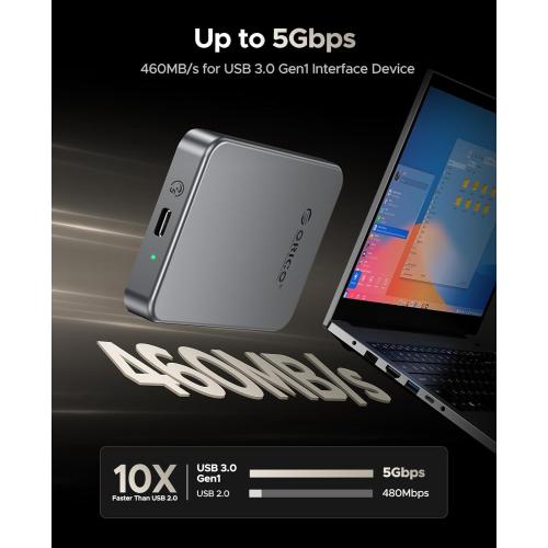 ORICO 1TB Magnetic Portable SSD, Metal Body, 4K 120 fps ProRes HDR Record and Store, Up to 460MB/s, USB C&A 2 in 1 Cable, External SSD Compatible with iPhone 16 Pro Max, Tablet, Computer - K5PLUS